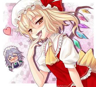 Flandre she acts childish but is unstable and super powerful so she is stuck in the basement for over 100 years