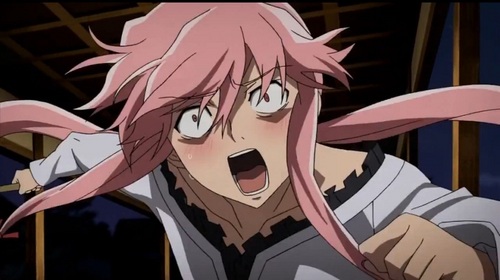 One of Yuno Gasai's famous I'm-going-to-cut-you-with-an-ax-faces.~