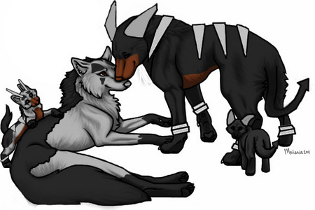 I love Mightyena and Houndoom. ^^ They should make crosses with the puppies. So cute.