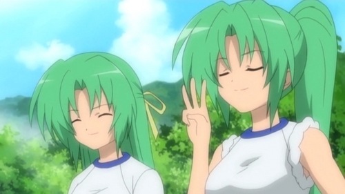  my fave color is green btw its mion and shion from higurashi