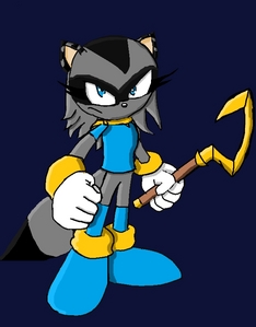 Name: Esme Cooper
Age: 19
Species: Raccoon
Nationality: American
Occupation: Thief
Theme: California Girls by Katy Perry
Family: Sly Cooper (father)
Likes: Shiny things, music, cool people, secrecy
Dislikes: Police (also her phobia), being caught robbing, obnoxious kids.
Can't live without: Her family Cane
Favorite colour: Gold
Eye colour: Turquoise
Attire: Black mask, Yellow neckerchief, blue shirt, blue boots, yellow and white gloves, yellow anklets.
Back Story: She was born on the 12th of August 1993 in California, America. Her mum is currently unknown, but is said to have left Esme's dad with the child. When Esme was five, her dad told her about her family legacy, which inspired Esme to follow in their footsteps. She took to being a master of disguise while she was in primary (elementary) school, and her teacher, Bethany Laurens, thought that she'd want to go into showbiz, but was kinda confused that she always played the thief. A policewoman (that goes by the name 'Carmelita') spoke sternly to the 10 year-old Esme Cooper, and said that if she followed in her father's footsteps of thievery, she might not make it to 25, and warned her of the punishments you could get for being a thief. Esme decided to take no notice of her and continued to steal cookies and sweets from the school. 
 By the time she was 16, she was wanted for a number of crimes, and practically invisible to the police force. She had several identities and each had, eventually, disappeared. She had, by now, gained the Cooper family's trademark weapon- her cane. It's the very best tool for thievery, apparently. To this day she has only been caught once, and even then she made it out alive. She's scared to death whenever a policeman/policewoman is around and hides. Other than that it's very hard to scare her, as she has amazing good hearing.  She likes to think of herself as  a sort-of Robin Hood (apart from the fact that she keeps the cash/gold/whatever else she's stolen) and, in her defense, the only thing that she's missing from her morals is the 'Don't steal' one. Although she's a master criminal, she loves her Dad and the occasional friend that comes along. She hates anyone taking her cane off her or hurting her family. 
 