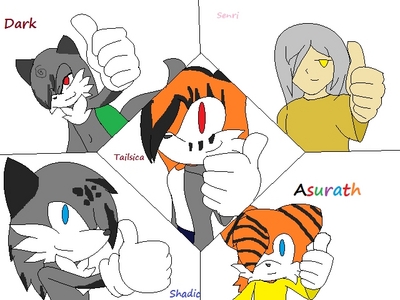  Team Night. made up of Tailsica the 여우 Shadic the 늑대 Dark the 늑대 Senri the +Anima and Asurath the fox. This is all of them ^^