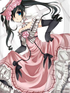  probably to Ciel Phantomhive "Take me away,ok?" или maybe "Can i try on ur dress?"