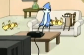  One of my paborito moments in Regular ipakita was in "A Bunch of Baby Ducks" when Benson told Mordecai and Rigby to get back to work and Mordecai told Benson that him and Rigby still had to find a tahanan for those ducks and then Benson replied something Get back to work or You're Fired! and then the Ducks went "OOOOOH" and then Mordecai sinabi "Not Cool Guys" I loved that XD