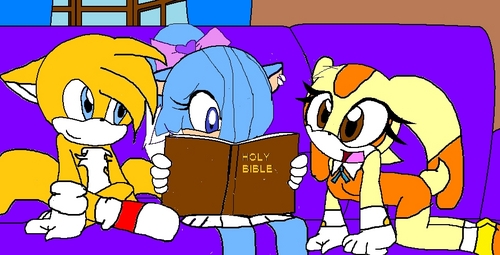  Yes! i use ALOT of bases! for example.. heres one of my sonic characters Heaven the hedgehog Чтение the bible to Tails and Cream.