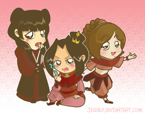  Mai, Azula, and Ty-Lee. I don't like yuri, this was the best I could do.