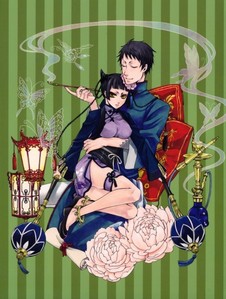 Lau - Black Butler, always has a smile on his face. But i guess if most guys had a chick like this in their lap they'd be smiling all the time to XD