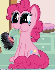 Well, Pinkie Pie won't know because she's chewing on the side of the wall.