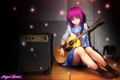  Iwasawa from Энджел Beats T.T This pic reminded me of the third episode which I found to be uber sad...and her song is extremely emotional.