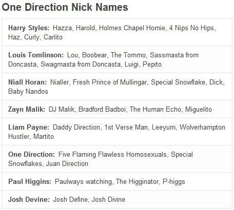 Nicknames One Direction Answers Fanpop