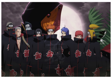 I'd team up with the Akatsuki, bee-otches! To be more specific though, I'd want to be partners with Deidara(The blonde dude).