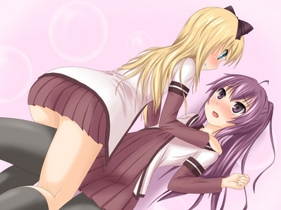  Right now it's Kyouko and Ayano from YuruYuri <3 I upendo this picture of them too <3