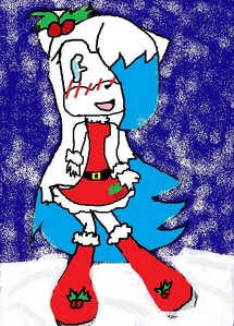  Can u do snowy in this outfit but with shadow holding hands with her under the mistletoe?