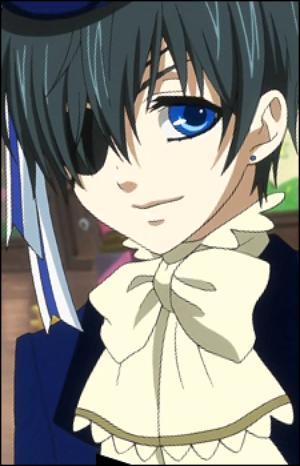  Ciel Phantomhive. But his hair is sometimes blue. It depends.