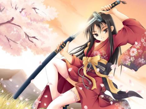 post a anime girl holding a sword and kills