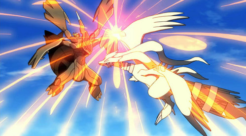  Post a pic. of Reshiram and Zekrom just together অথবা fighting each other.