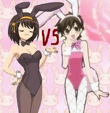  XDDD i know it would be chaos, but who thinks it would be fun for both haruhi fujioka and haruhi suzumiya to swap anime's.