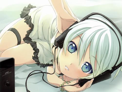  anime girl with white and blue eyes X3 plz