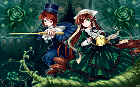  Post a picture of an animê character that has Heterochromia (eyes of different colors) Here is mine: Suiseiseki and Souseiseki from Rozen Maiden owo