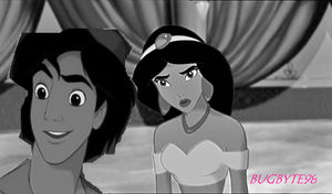 Confused Jasmine and Amazed Aladdin