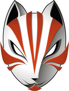  A kitsune mask, similar to the one she wears.