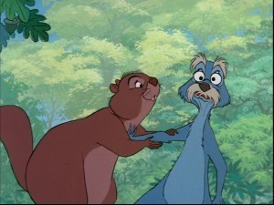  The Squirrels : This is from The Sword and the Stone where Merlin is giving Arthur lessons and changes Arthur and himself into squirrels. Then two other female squirrels fall in upendo with them. The scene is hilarious, but also bittersweet.