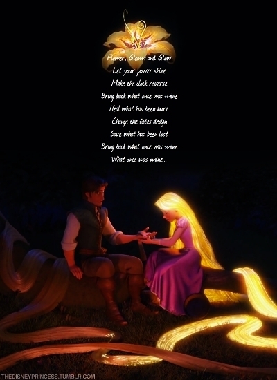  Healing Incantation: I l’amour this part because it shows Rapunzel's feelings for Flynn. She is willing to risk montrer her power to a complete stranger even when she was taught to hide her gift. It makes their relationship have a strong bond of trust.