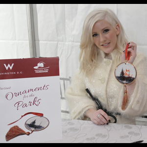 Ellie Goulding with her signed ornament for Ornaments for the Parks. Photo by Mark Silva for W Washington D.C.
