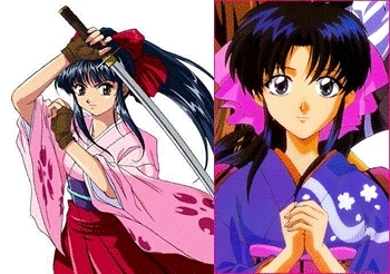  Sakura (Sakura Wars) and Kaoru Kamiya (Rurouni Kenshin) Sakura and Kaoru both wear kimonos, bows in the hair, and are knowledgeable in sword fighting.