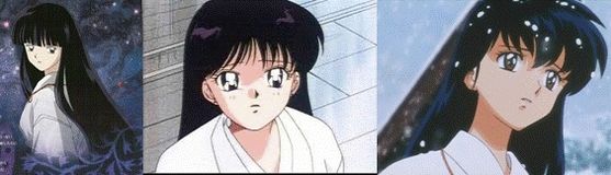  Kikyo, Rei Hino, and Kagome Higurashi: Don't they look like they could be sisters? All three of them are priestesses and have dark hair and eyes.