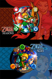  Older dual releases zelda games. topo, início "Oracle of Seasons" Bottom "Oracle of Ages"