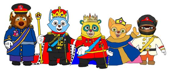  Special Agent Oso - Royal Group - Prince Oso (middle), King Wolfie (second to left), Princess Dotty (second to right), Duke Buffo (far left), Sir Musa (far right)