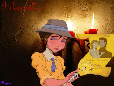  This is my entry... Jane and Eric with the titre "Inkspell" (from the Inkheart trilogy par Cornelia F