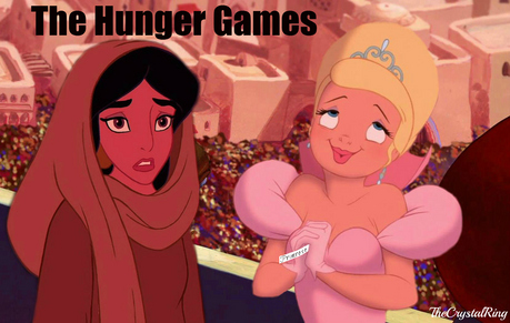 Mine. From the Hunger Games (book). Jasmine is Katniss and Charlotte is Effie Trinket. It's the scene