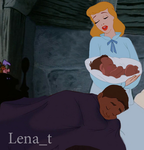 Cinderella singing a lullaby to her son's.