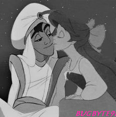 Ariel looked at Aladdin and sighed happily. She leaned in and gently kissed his cocoa cheek. He blush