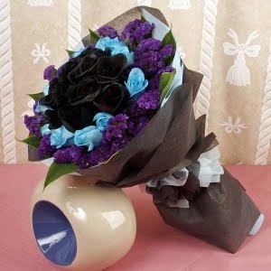 Black and blue flowers