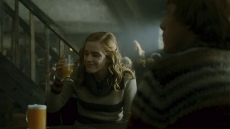 "[i]Hermione drinking Butterbeer[/i]"
