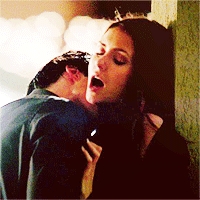 Passion - Damon & Elena making out outside of their hotel room.