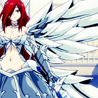  Erza from Fairy Tail. Her "wings" are just armour so lemme know if that doesn't count and I can chang