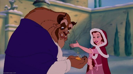  My お気に入り moment of Belle and the Beast is when Belle in ピンク ガウン eats and plays in the snow with