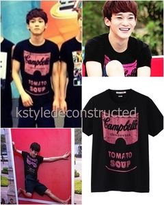 5.EXO-M's Chen TOP: UNIQLO ANDY WARHOL CAMPBELL’S tomate soupe GRAPHIC TEE IN BLACK