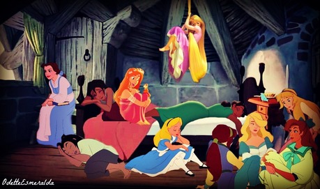 Mine from Cinderella. 
Belle wants to get of the room because she just wants to read her book, Jane,