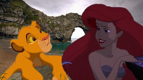 Ariel with Simba :)

Now find a crossover of Ariel and Howl (from Howl's Moving Castle. If you haven'