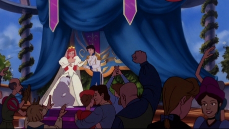 Here's Ariel's wedding. :)

Next find a picture of one of the Disney princesses raising her arm in 