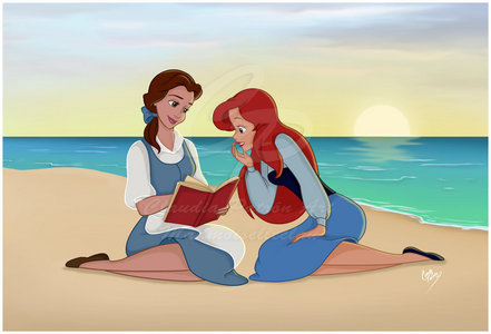 here you go!
now find a picture of the scene when ariel sing to eric on the beach, but belle instead