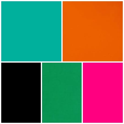  1.Turquoise 2.Orange 3.Black 4.Green 5.Hot گلابی