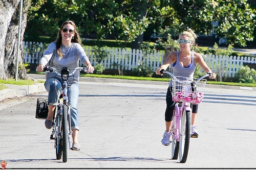 Ashley - Riding a bicycle with Haylie Duff - August 14, 2011