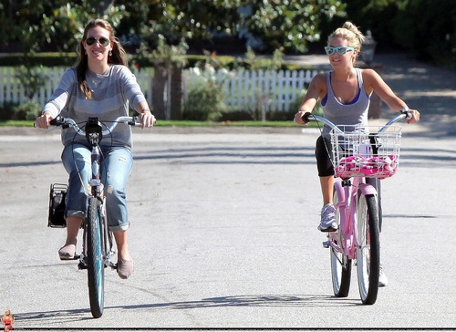  Ashley - Riding a bicycle with Haylie Duff - August 14, 2011