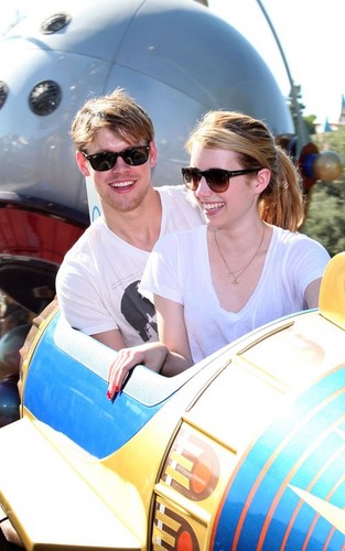 Emma Roberts and Chord Overstreet at Disneyland in Anaheim, California (August 15).